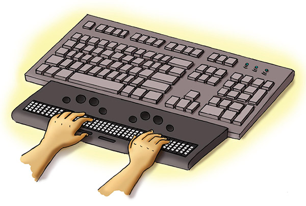 Ilustração de um display braille