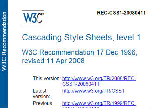 Imagem da recomendação do CSS1