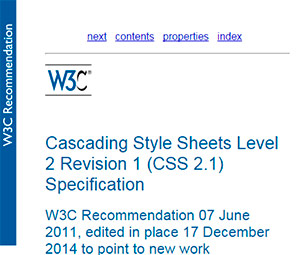 Imagem da recomendação do CSS2