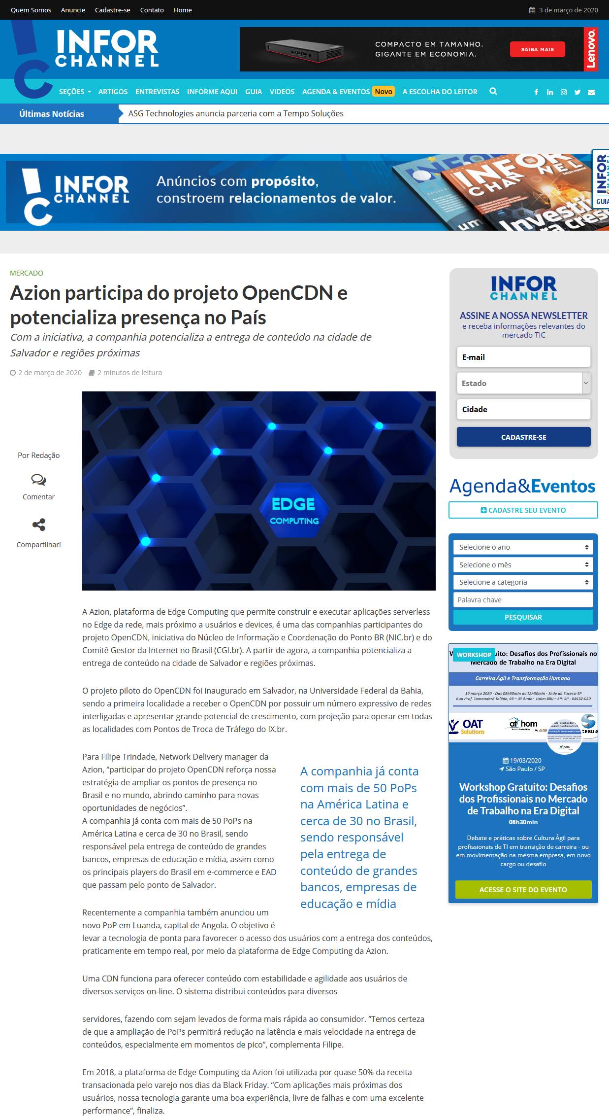 Azion participa do projeto OpenCDN e potencializa presença no País