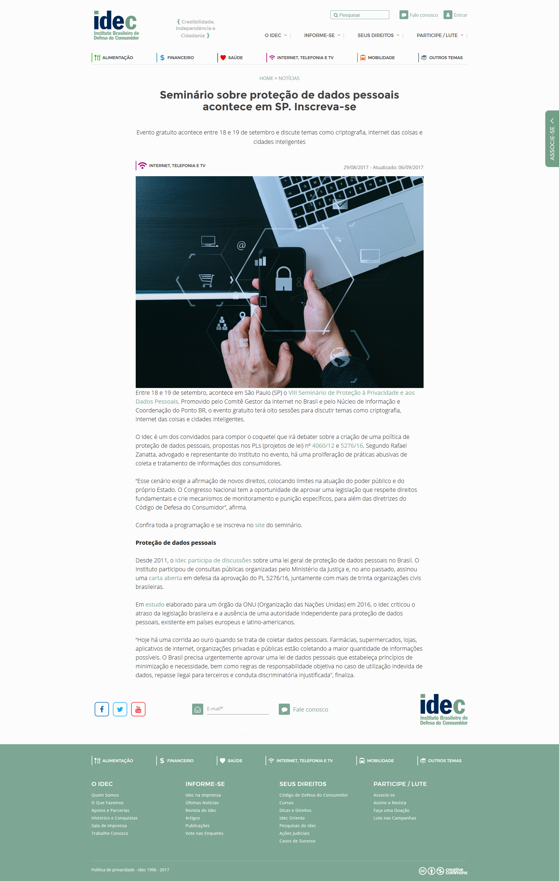 Seminário sobre proteção de dados pessoais acontece em SP. Inscreva-se