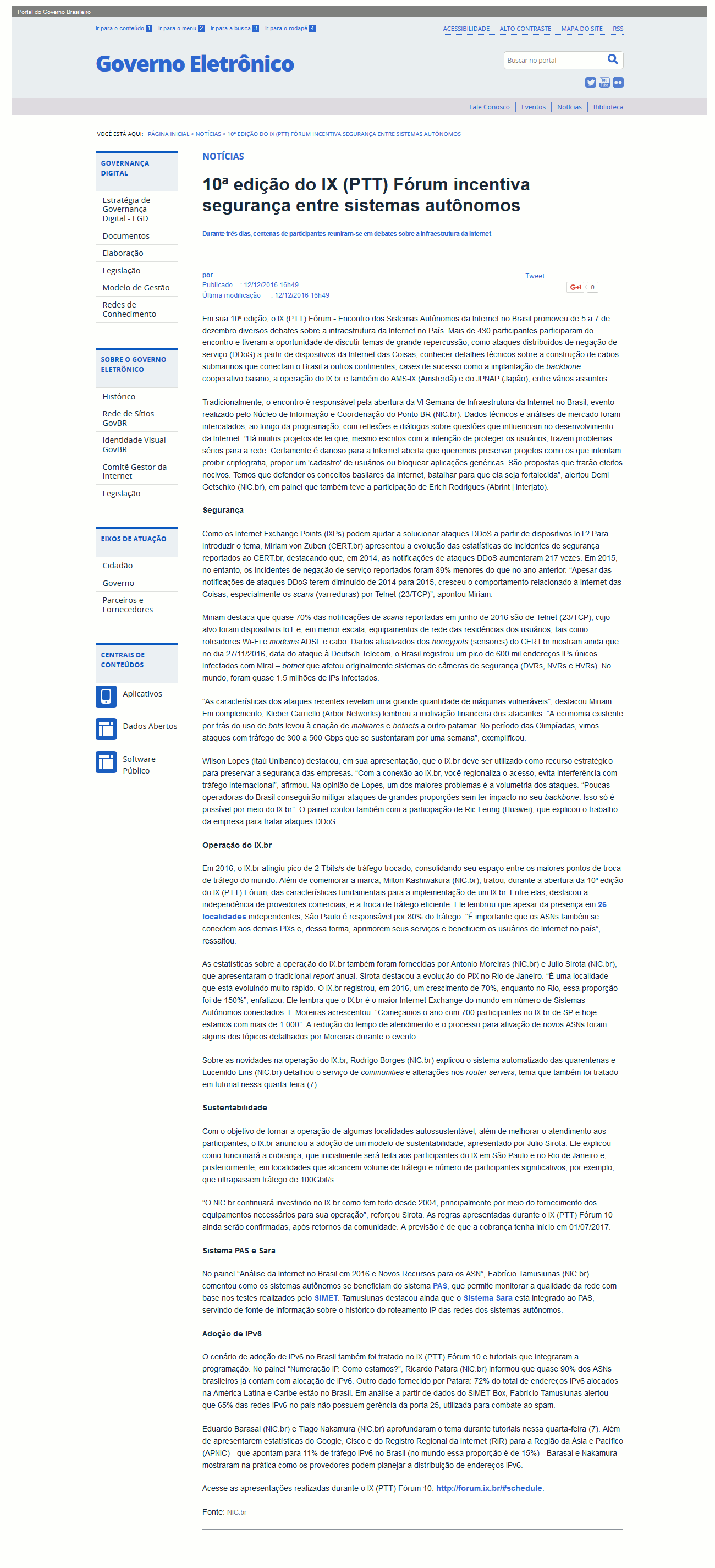 10ª edição do IX (PTT) Fórum incentiva segurança entre sistemas autônomos