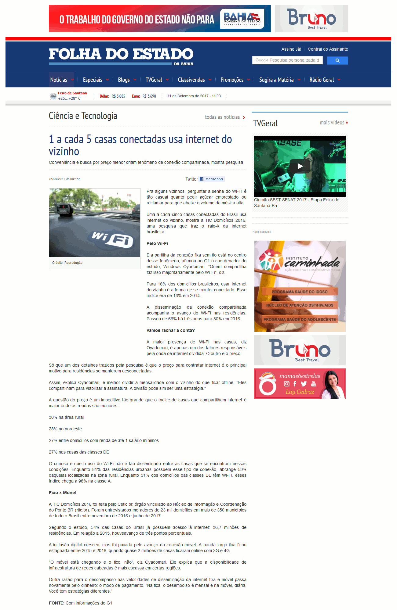 1 a cada 5 casas conectadas usa internet do vizinho