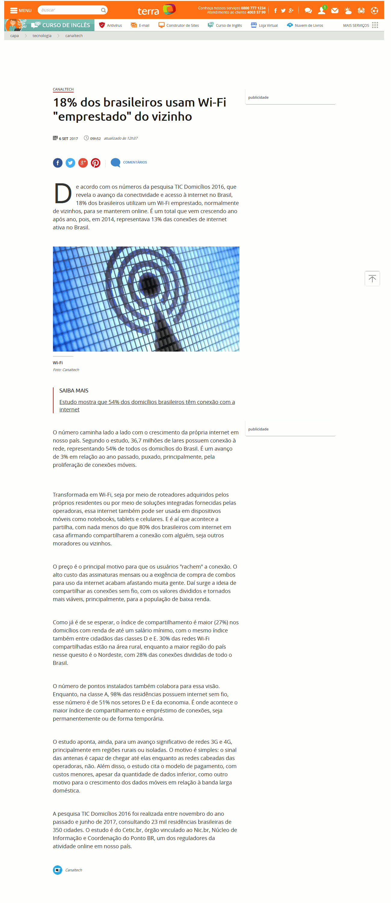 18% dos brasileiros usam Wi-Fi