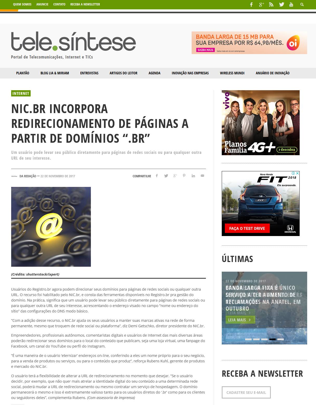 NIC.br incorpora redirecionamento de páginas a partir de domínios “.br”