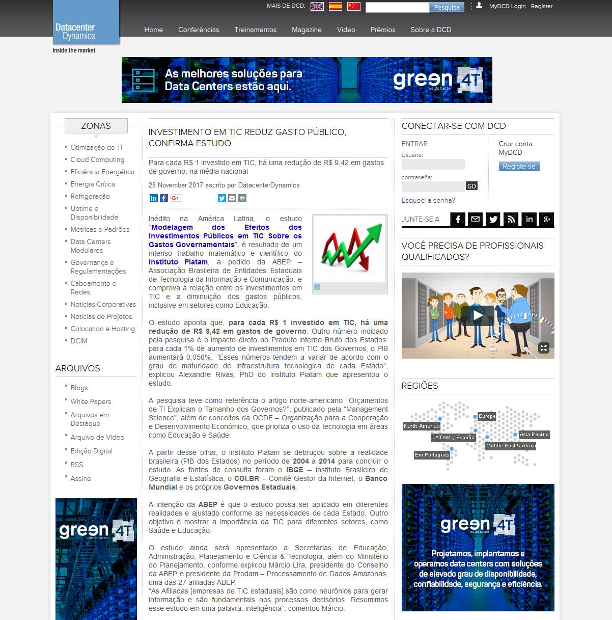 Investimento em TIC reduz gasto público, confirma estudo
