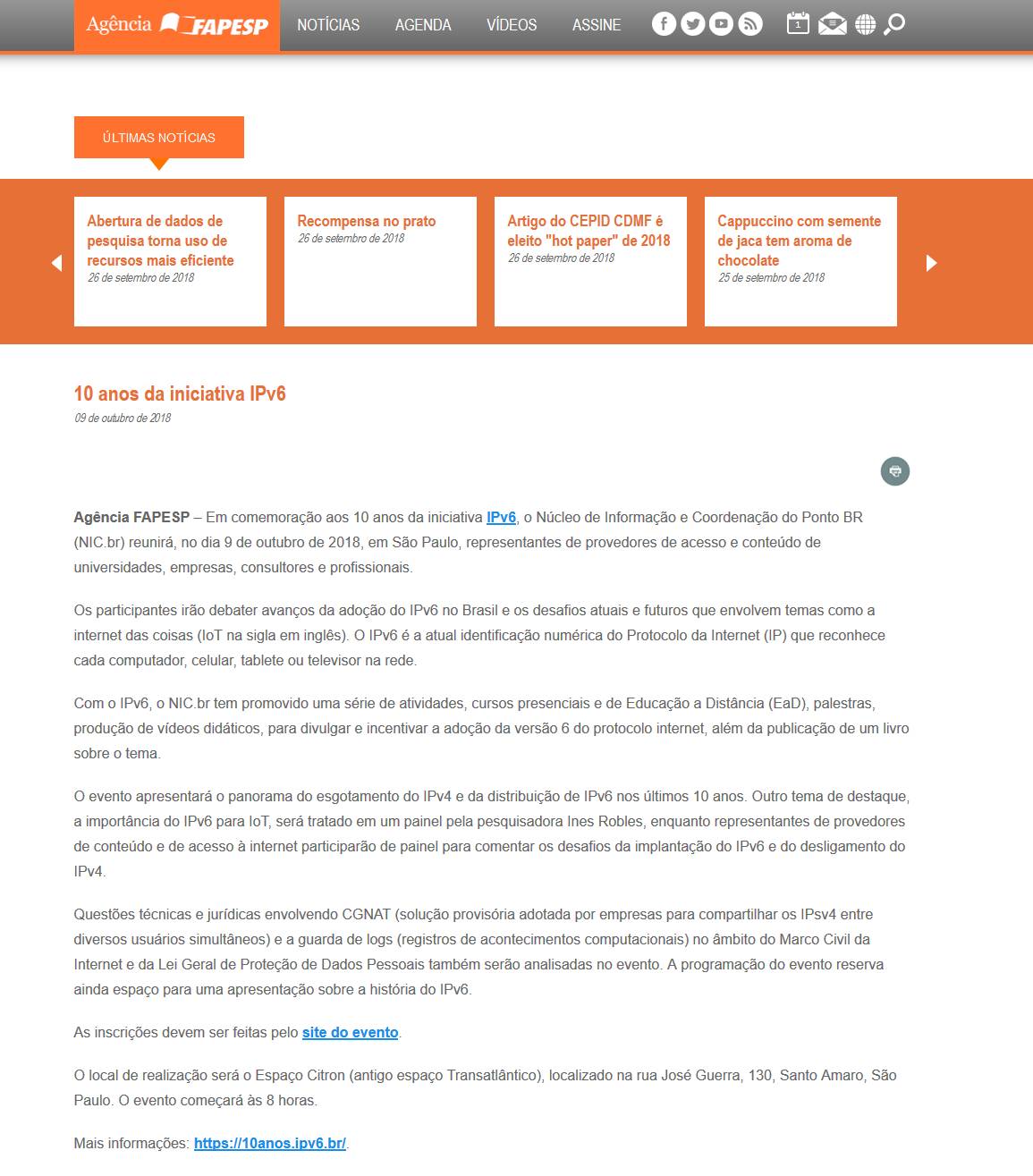 10 anos da iniciativa IPv6